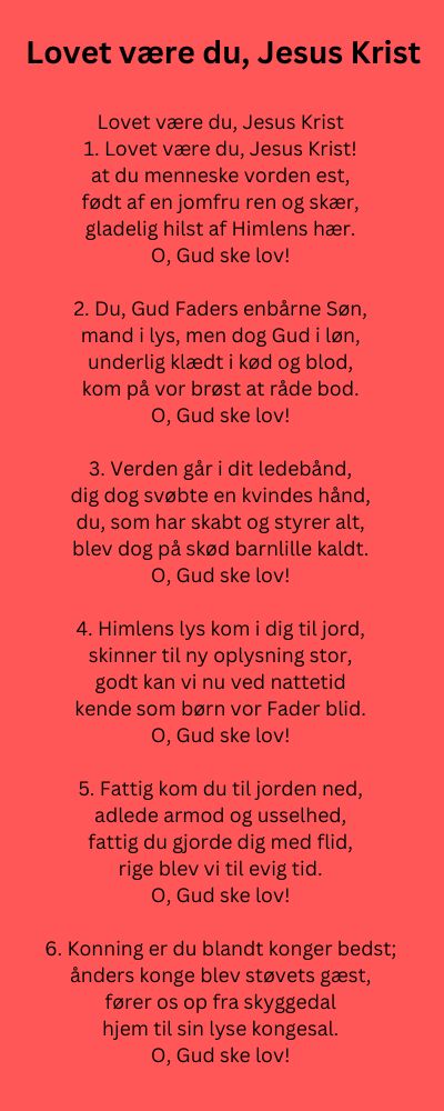 Sangen er en gendigtning af en luthersk salme Forlægget til sangen er en gammel salme af Luther, som Grundtvig oversatte og gendigtede til brug ved 1. juledag i Vartov, hvor Grundtvig var præst. Salmen blev trykt i et lille sangblad i forbindelse med julegudstjenesterne i 1845 og blev således begyndelsen til den fornyede salmesang i Vartov.